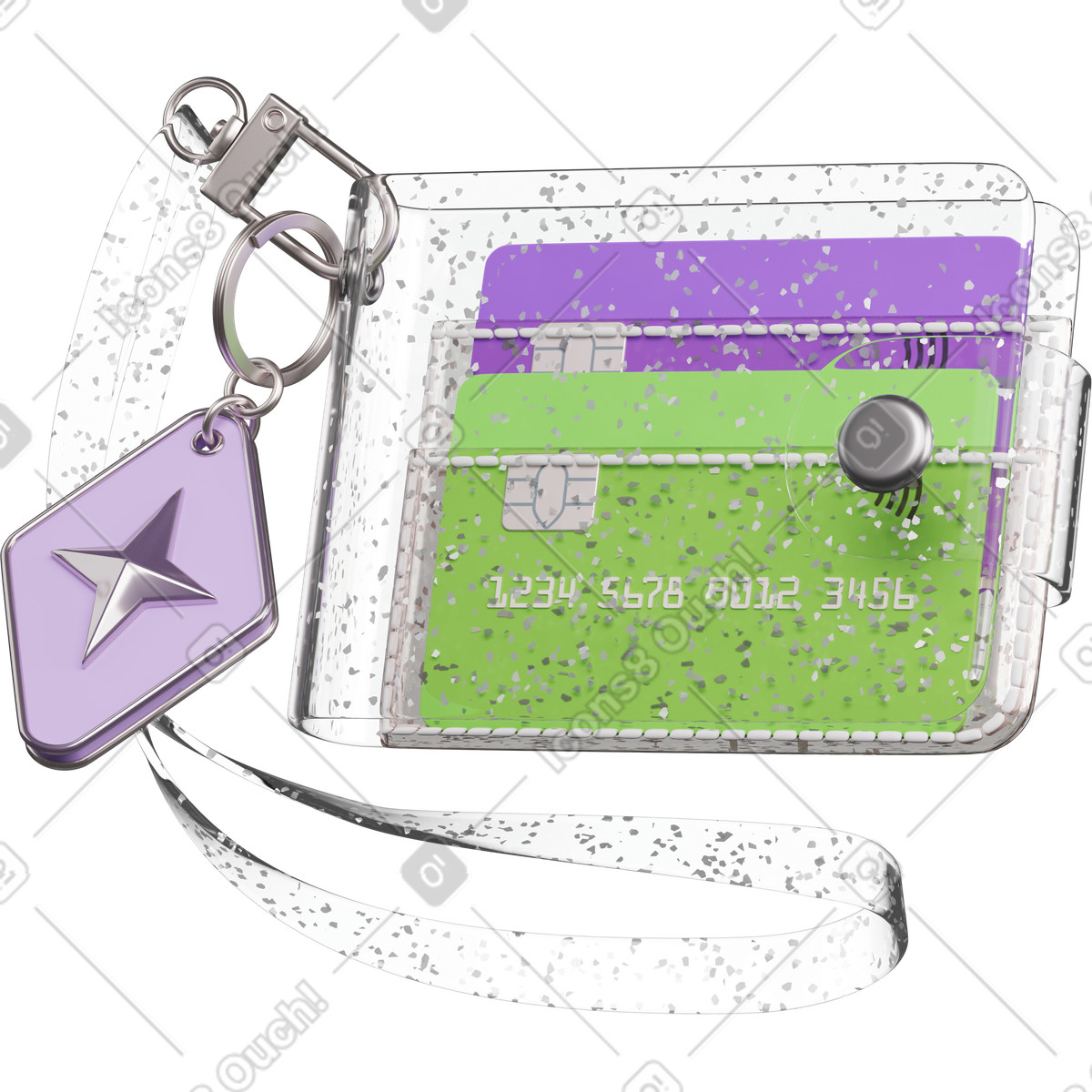 Wallet with credit cards and keychain animated illustration in GIF, Lottie (JSON), AE