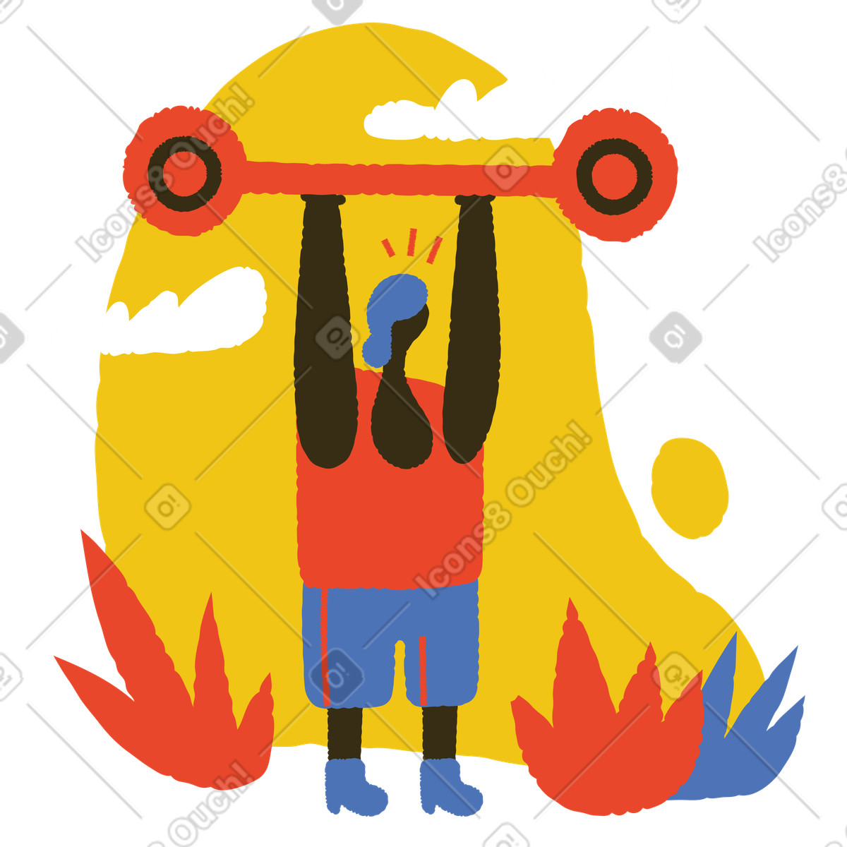 Starker männlicher athlet, der eine langhantel hebt-Illustration im Bermuda-Stil als Download in PNG, SVG