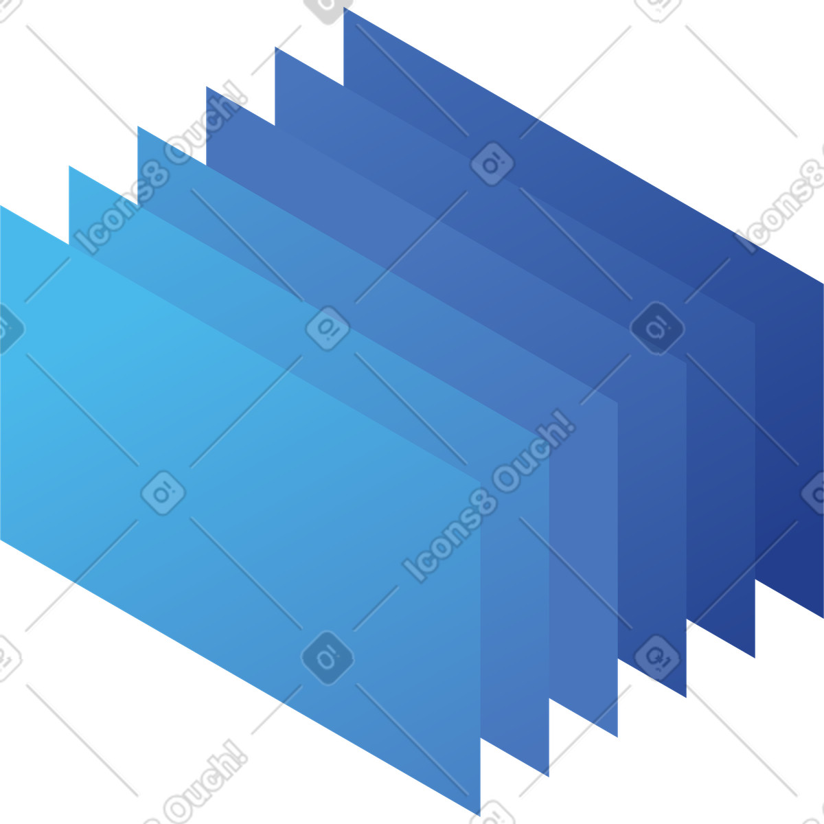 Stack of isometric rectangles illustration in PNG, SVG