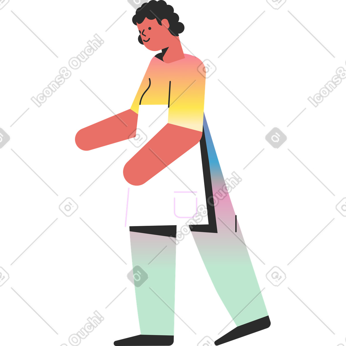 Ilustração de Man artist with apron em no estilo Marginalia para baixar em PNG, SVG