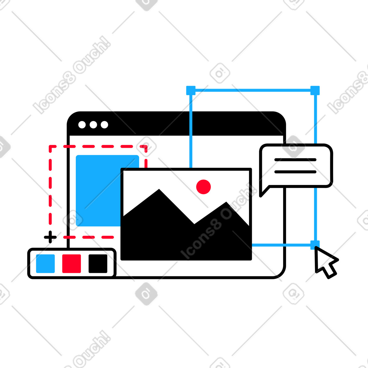 Web design program animated illustration in Transistor style download in GIF, Lottie (JSON), AE
