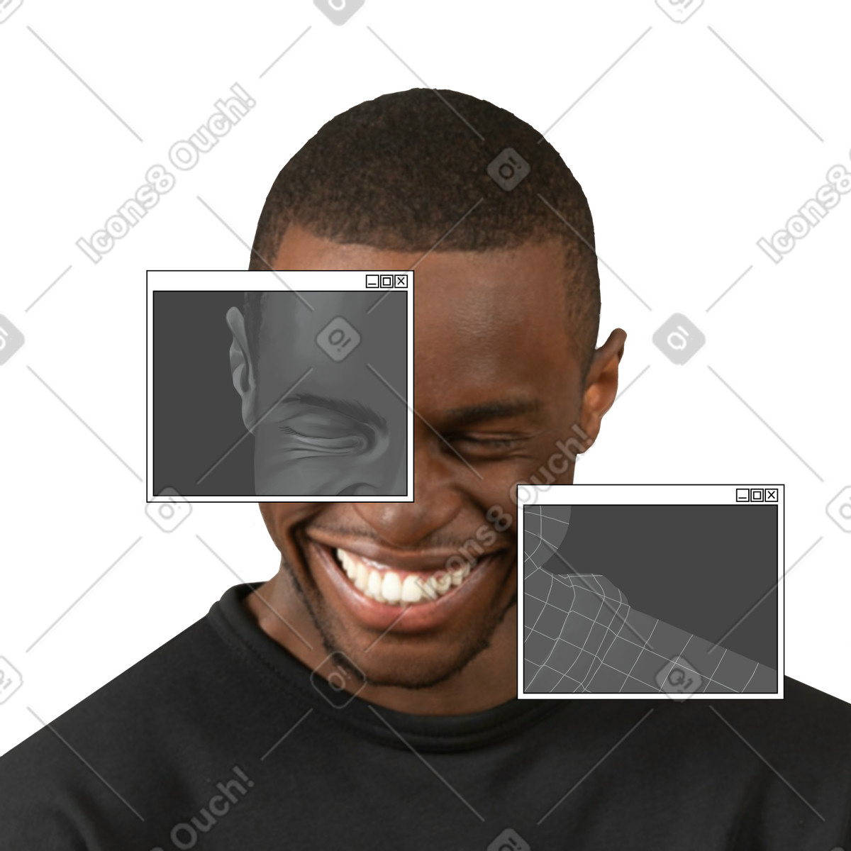 Ilustración Modelo de personaje en estilo Jumble a descargar en PNG y SVG