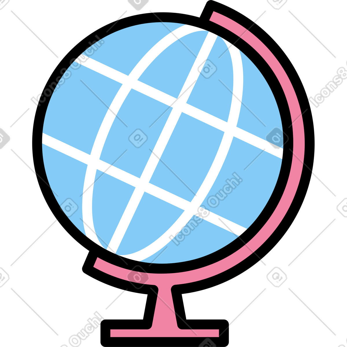 Globe illustration in Notes style download in PNG, SVG