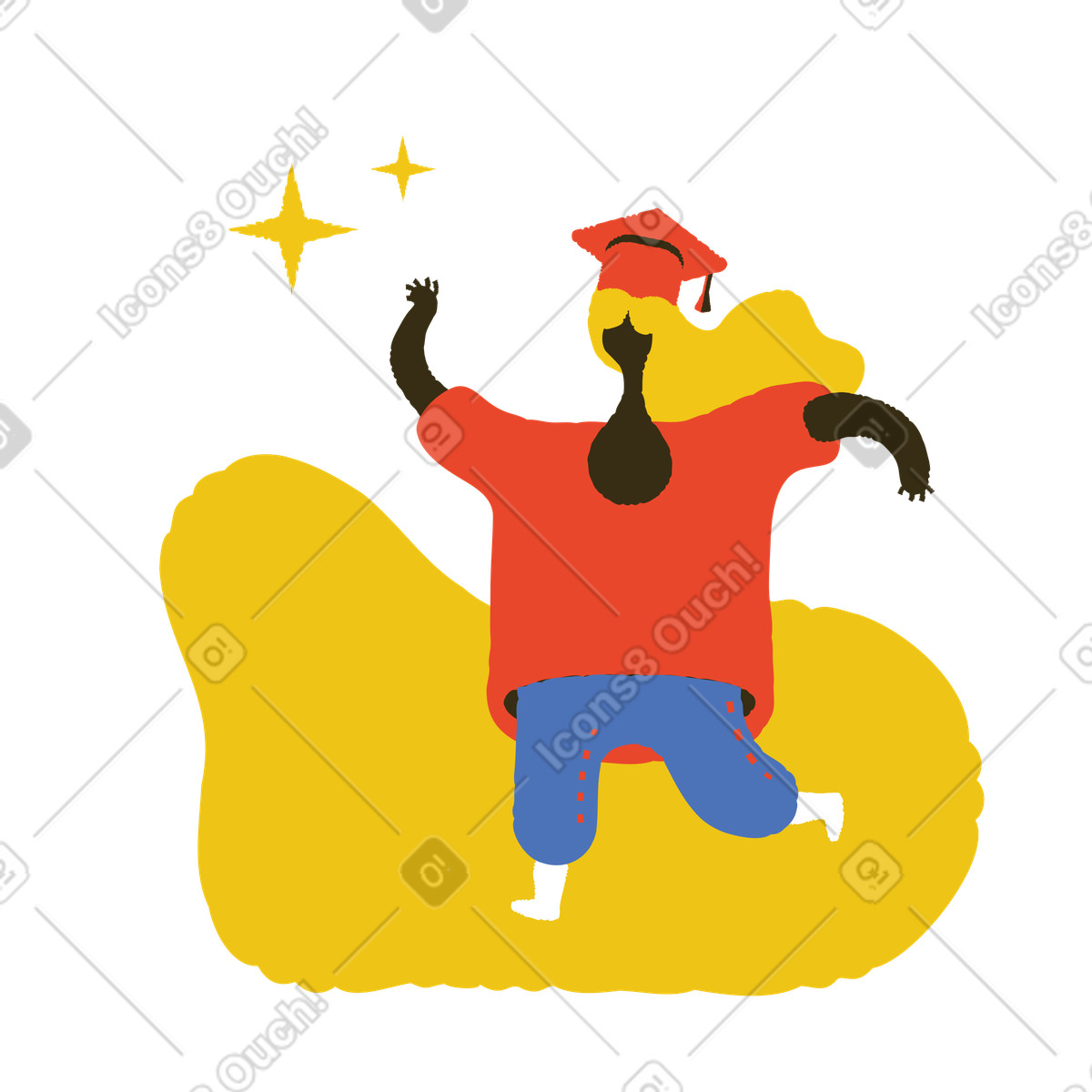 Excited graduate celebrating academic degree illustration college clipart educational graphics