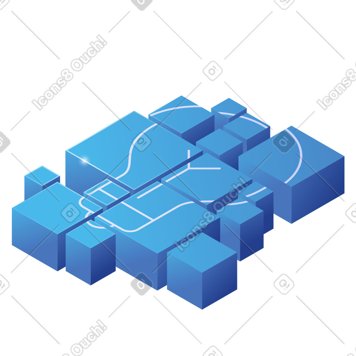 Light bulb puzzle on blue blocks, innovation and idea generation illustration in PNG, SVG