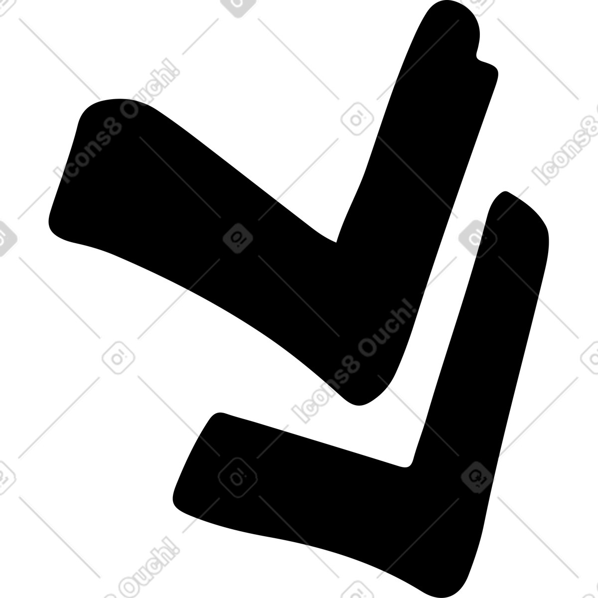 Ilustración Flecha doble hacia abajo negra en estilo Line a descargar en PNG y SVG