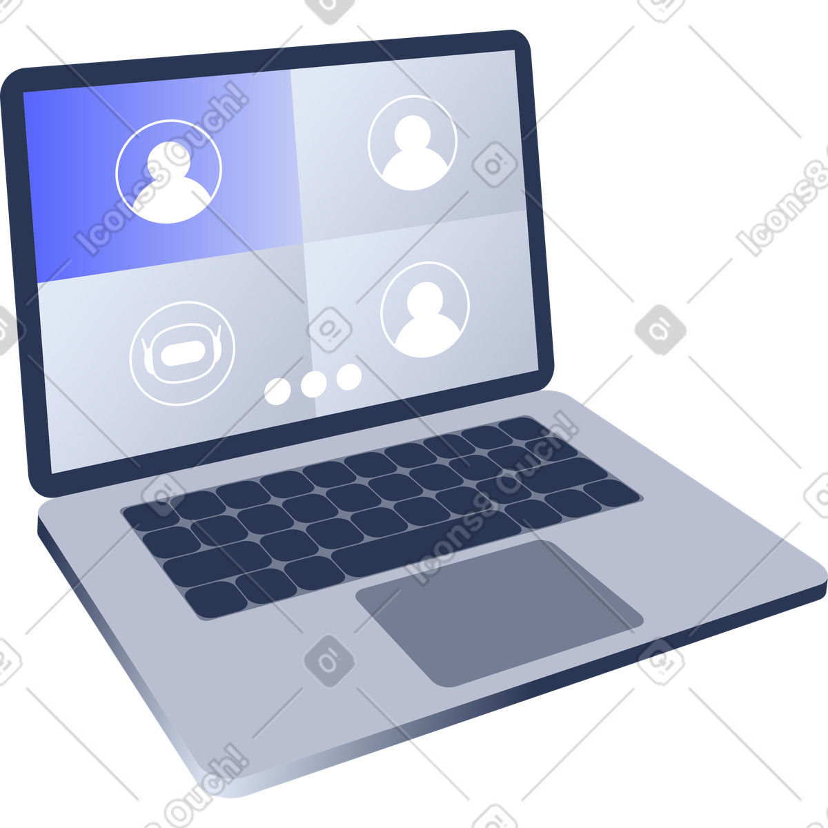Laptop with online call interface illustration in PNG, SVG