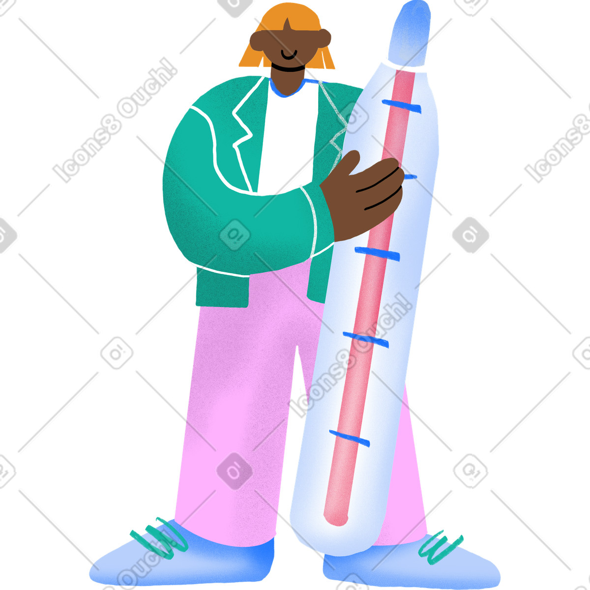 Female doctor holding thermometer illustrazione in stile Bonny scarica in PNG, SVG