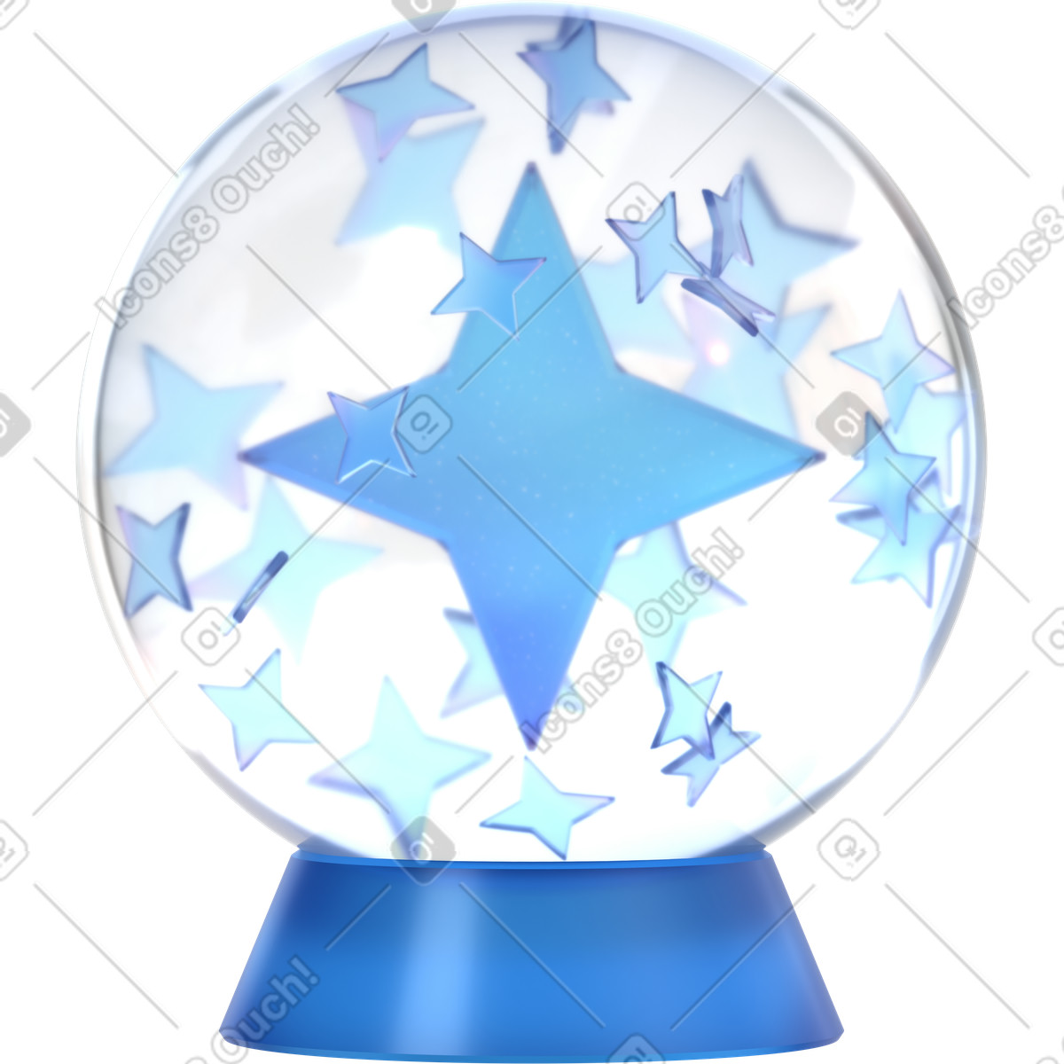 Ai glassy magic sphere with stars illustration in 3D style download in PNG, SVG