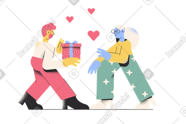 Guy gives a gift to girl PNG, SVG