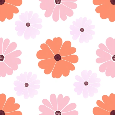 A fabric displaying a repeating pattern of "pink" and "orange" gerbera daisies. Each flower is stylized with distinct petals radiating outward, showcasing the vibrant "pink" and "orange" hues. The background is a soft gradient that complements the colors of the flowers, blending harmoniously. The daisies are arranged in a seamless repeat, creating a continuous flow of floral motifs across the fabric.