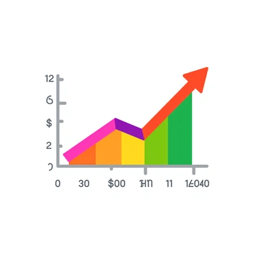 A colorful line graph featuring multiple lines in vibrant colors. The graph displays an upward trend, with one prominent arrow pointing upward at the end to indicate increasing profits. Each axis is clearly labeled with distinct numbers, and the background is a light shade to enhance readability. The lines are sharp and well-defined, with small circular markers at key data points along the curves.