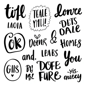"Elegant calligraphy letters and phrases" displayed in various styles, arranged artistically across an A3 illustration board. Some letters are embellished with intricate flourishes, while others showcase bold strokes. The board has a textured surface and slight shadows, enhancing the depth of the composition. The phrases include inspirational quotes and artistic expressions, all harmoniously balanced in a visually appealing layout.