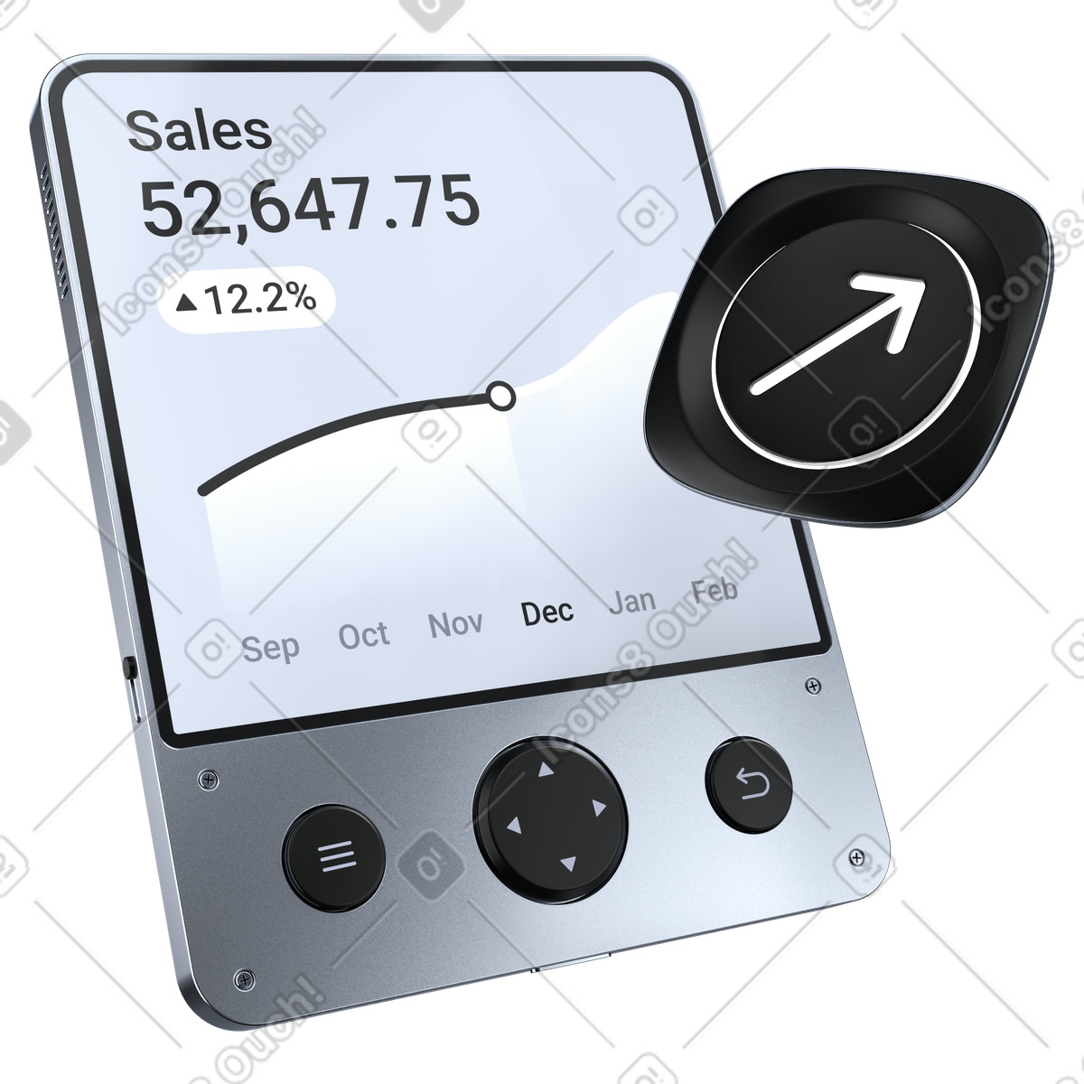 Revenue growth tracking, sales performance report, financial success metrics illustration in 3D Pro style download in PNG, SVG