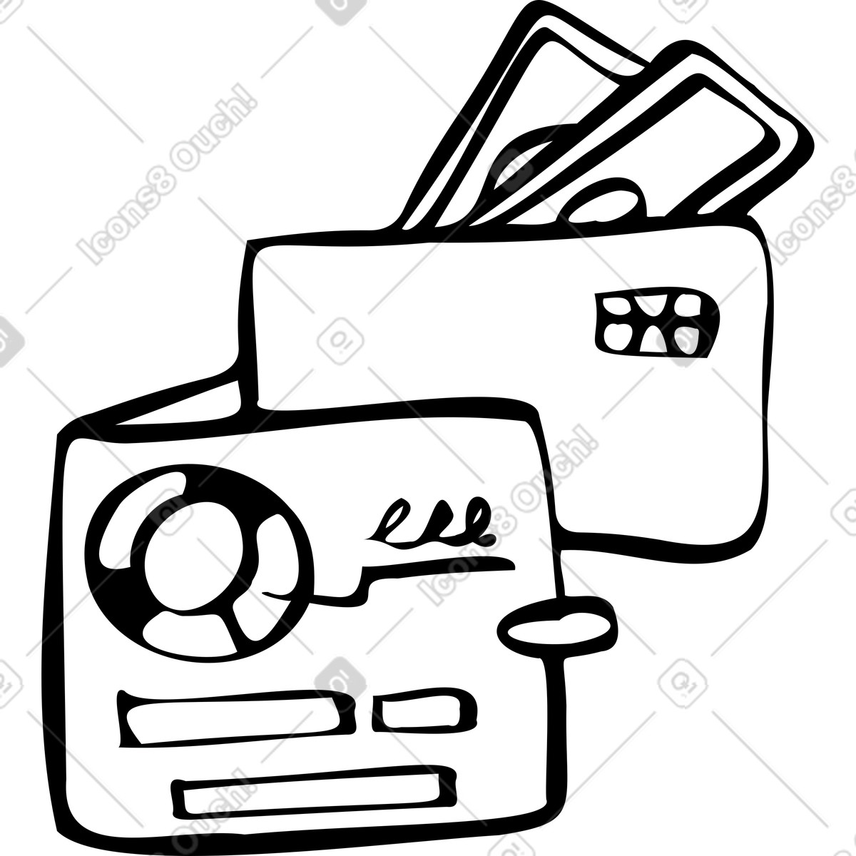 E wallet illustration in Journal style download in PNG, SVG