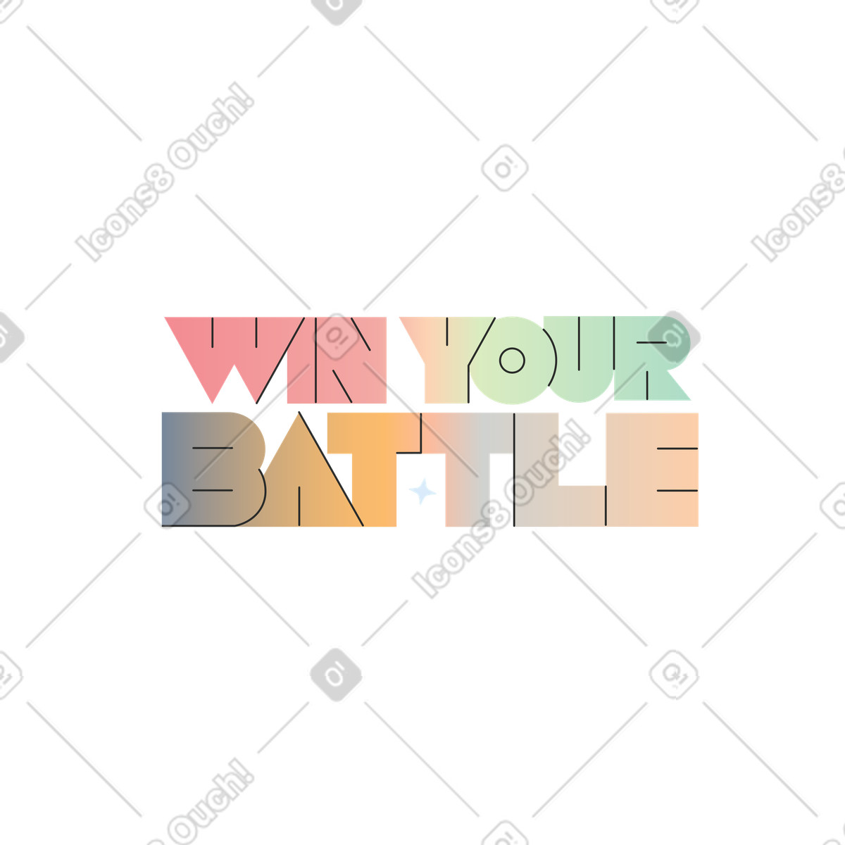 Illustration Lettering win your battle dans le style Marginalia à télécharger aux formats PNG, SVG