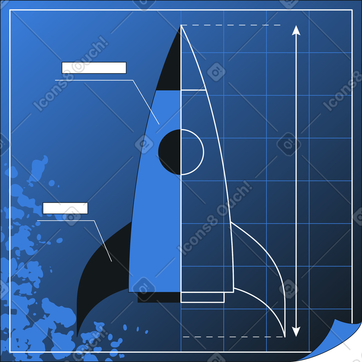 Ilustración Plan de cohete en estilo Midnight a descargar en PNG y SVG