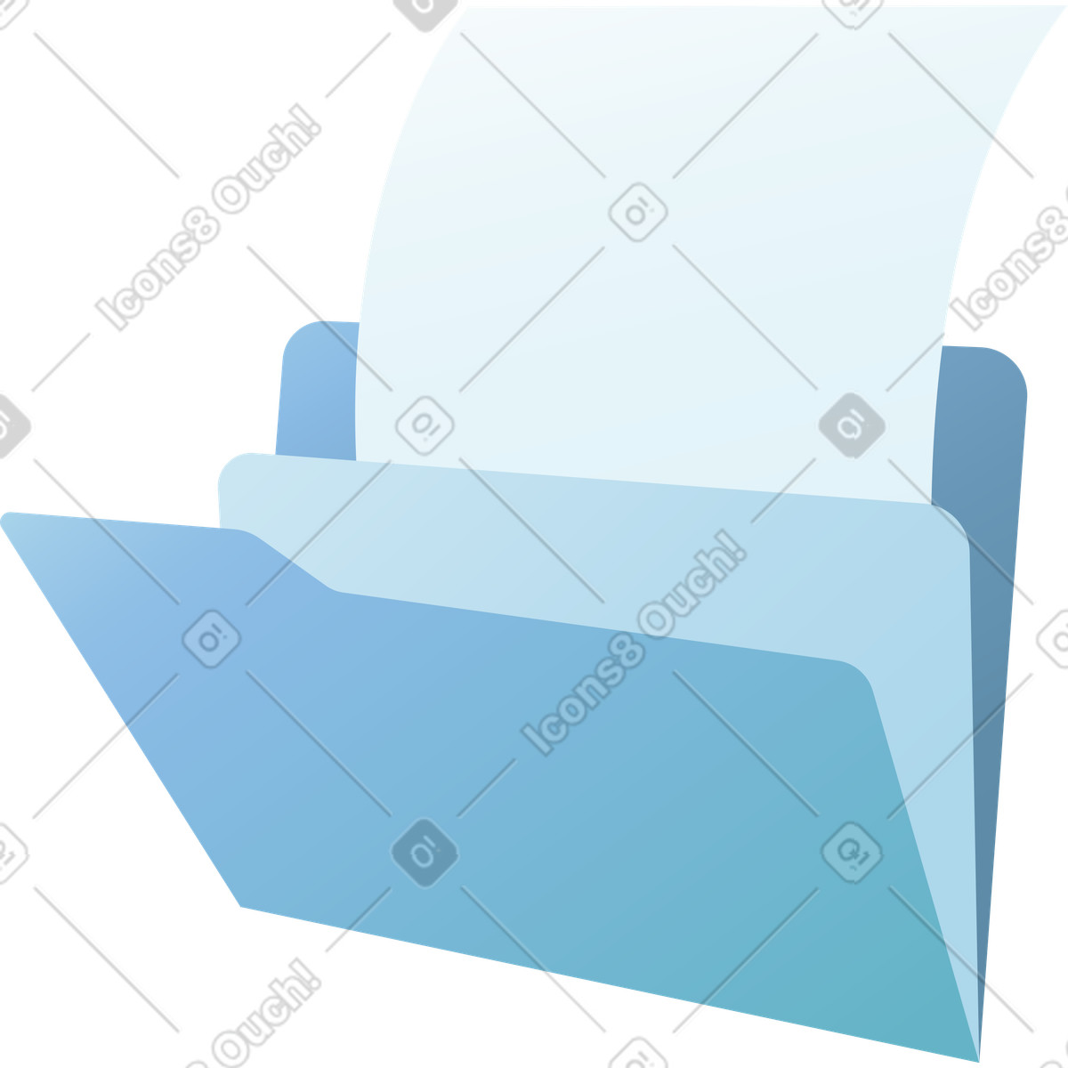Blue folder with documents illustration in Airy style download in PNG, SVG