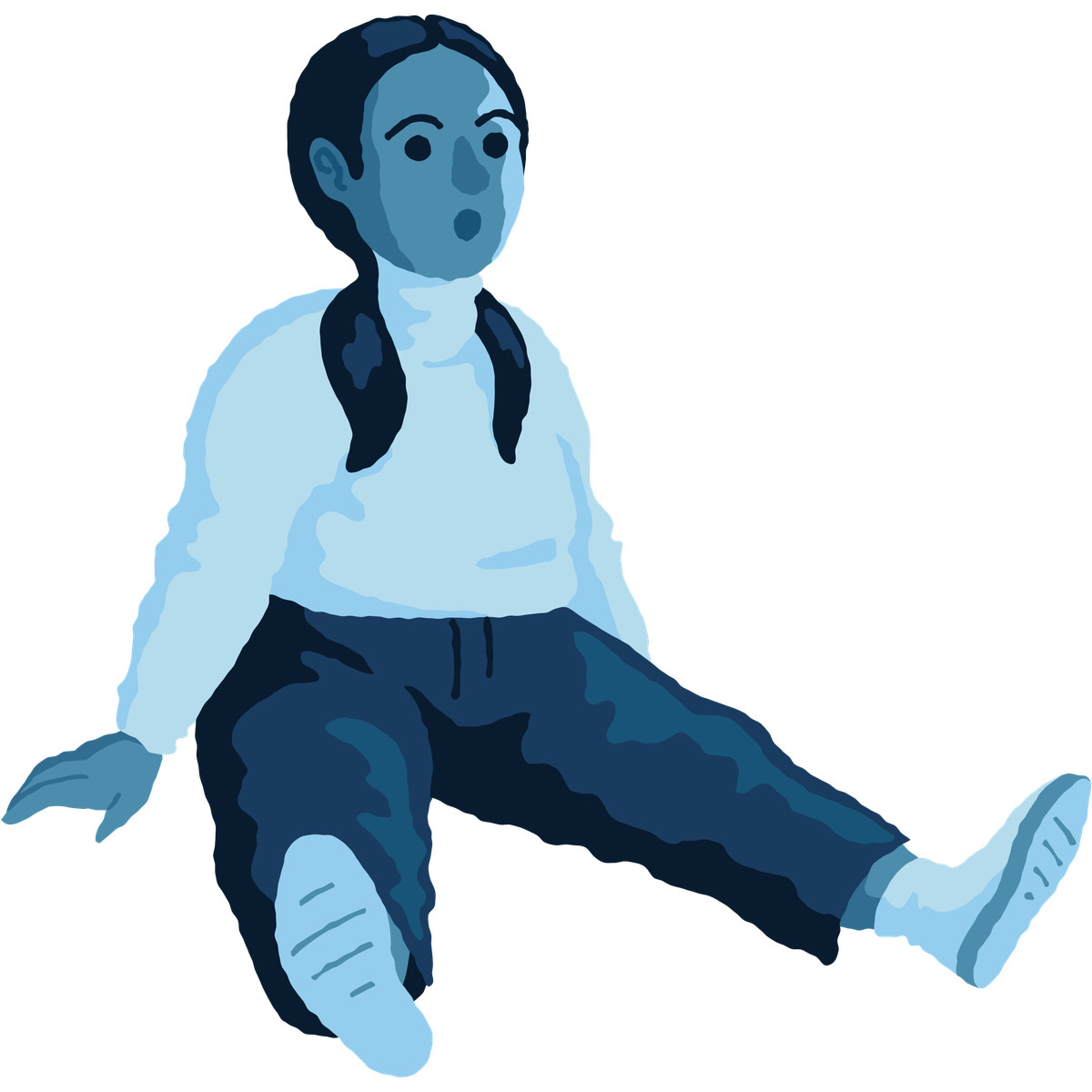 Chubby girl sitting-Illustration im Cherry-Stil als Download in PNG, SVG