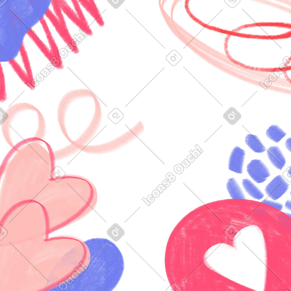 Ilustração de Dia dos namorados abstrato com corações em no estilo Doodle para baixar em PNG, SVG
