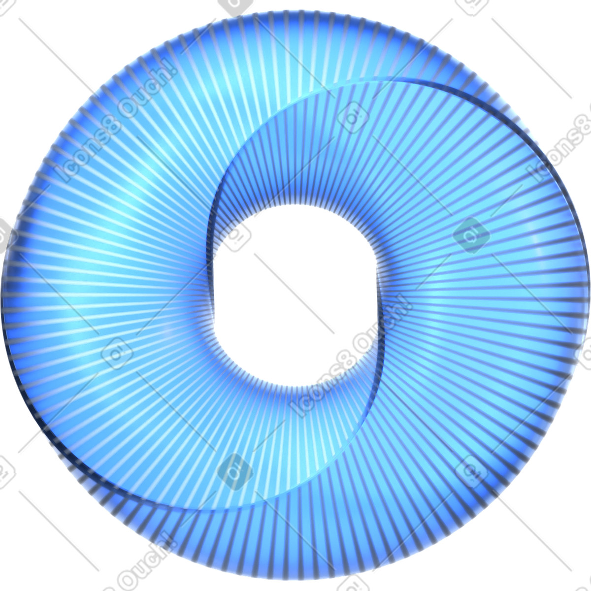 Abstract ribbed blue torus illustration in 3D Glassy style download in PNG, SVG