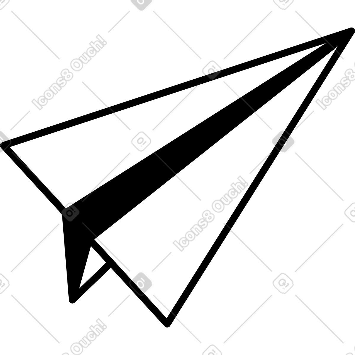 Notion Line Art スタイルの Paper airplane simple outline symbol for message and communication のイラストをPNG、SVG形式でダウンロード