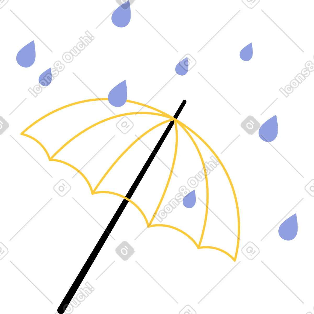 Regenschirm mit regen-Illustration im Juicy-Stil als Download in PNG, SVG