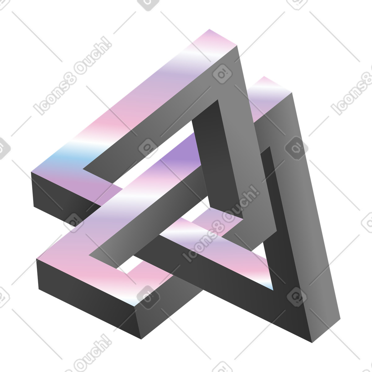 Illustration Structure triangulaire impossible, concept art d'illusion d'optique dans le style Experimental à télécharger aux formats PNG, SVG