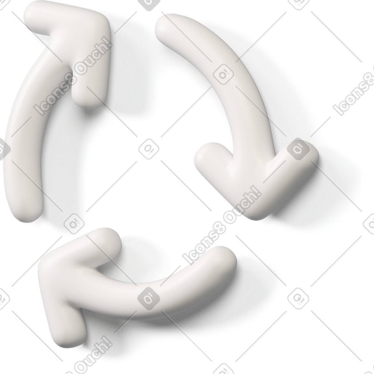 Icona di riciclo bianca girata a sinistra illustrazione in stile 3D Buddy scarica in PNG, SVG