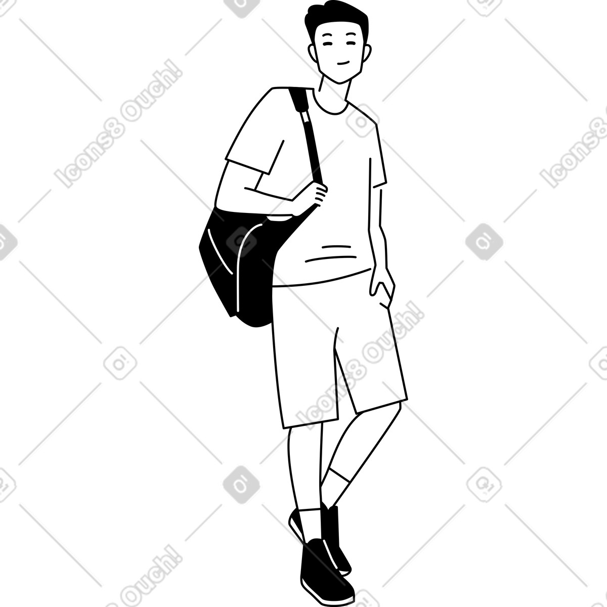 Illustration Jeune homme avec un sac dans le style Weekday à télécharger aux formats PNG, SVG