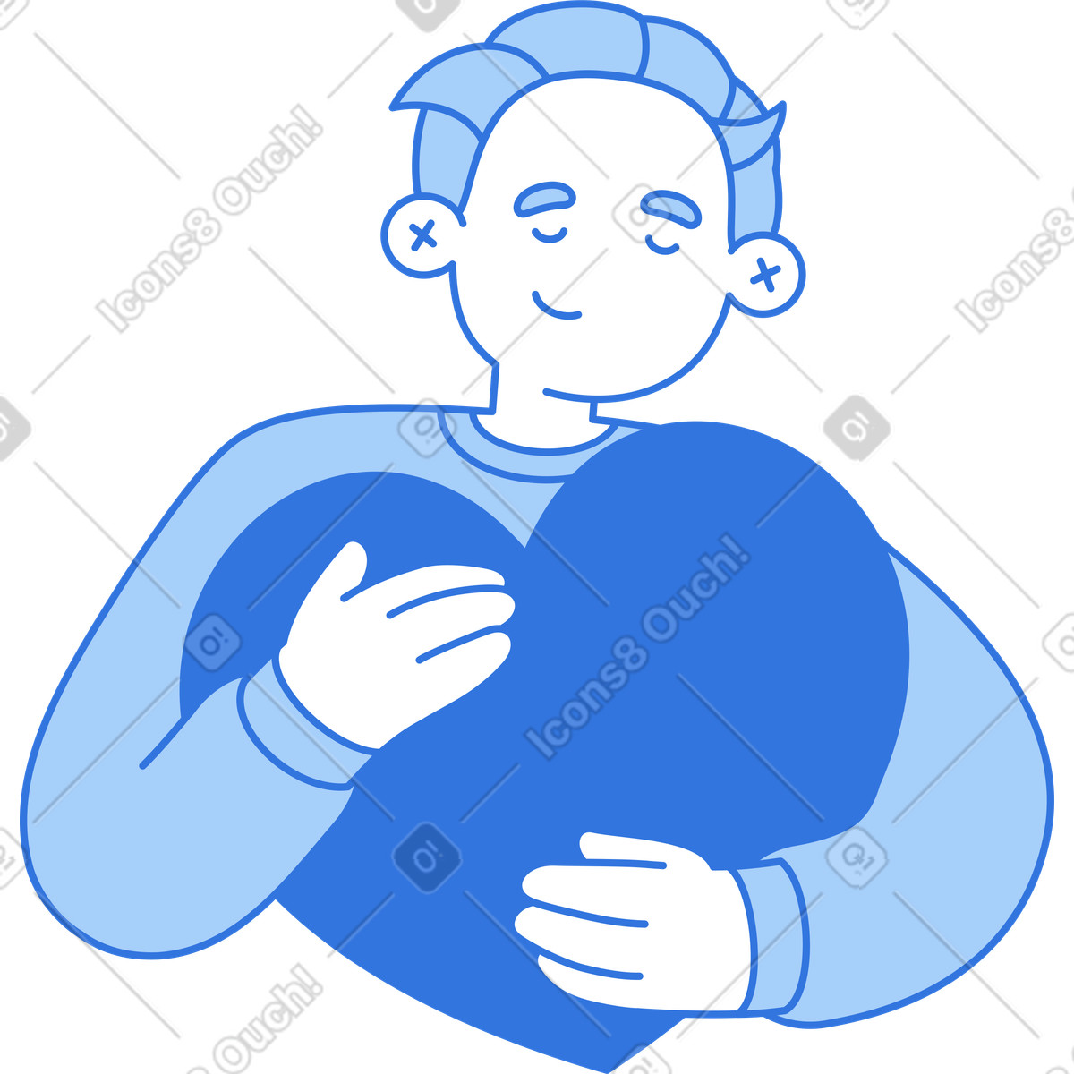 Uomo che tiene un grande cuore illustrazione in stile Sky scarica in PNG, SVG