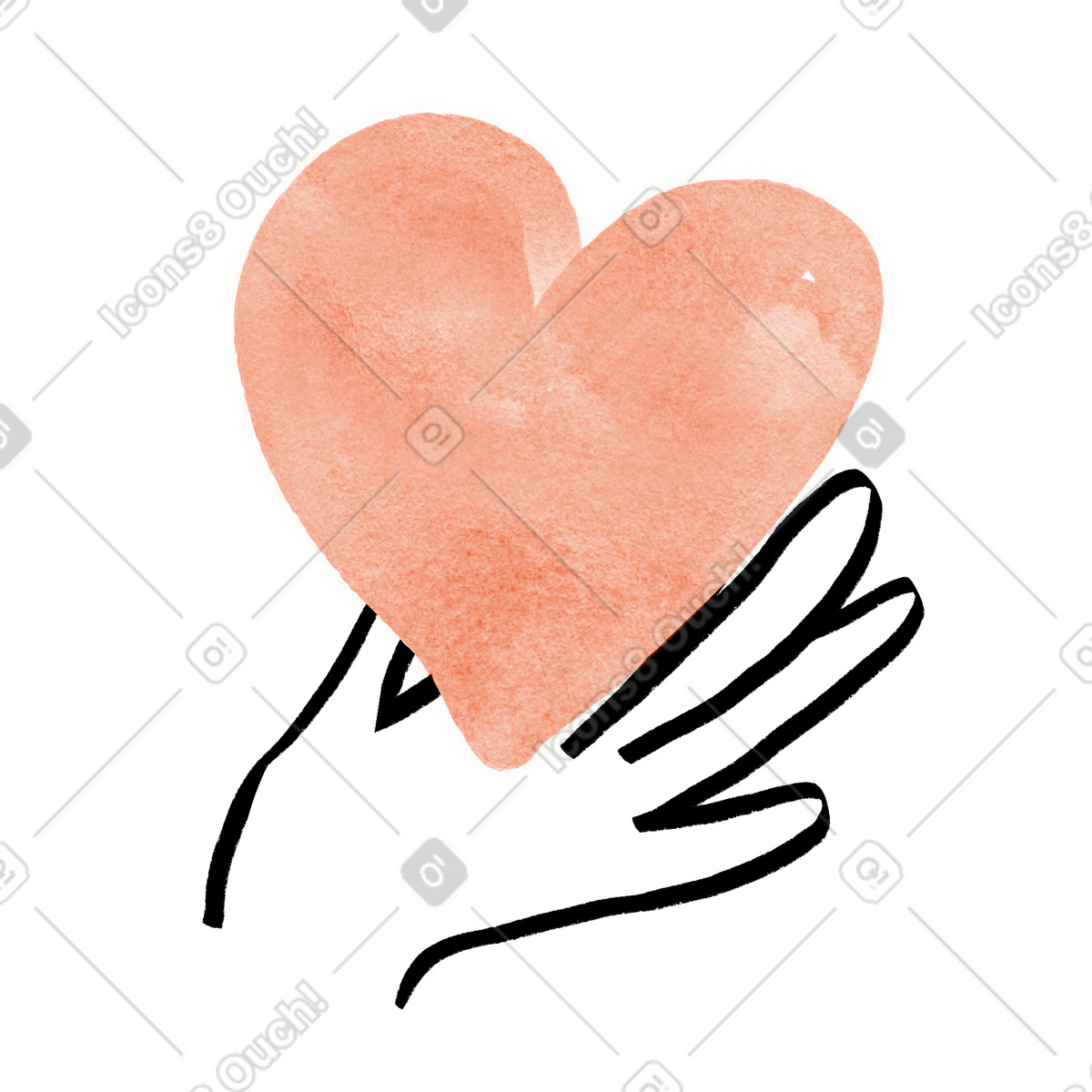 Heart symbol as love romance and emotional connection-Illustration im Hand-drawn animation-Stil als Download in PNG, SVG
