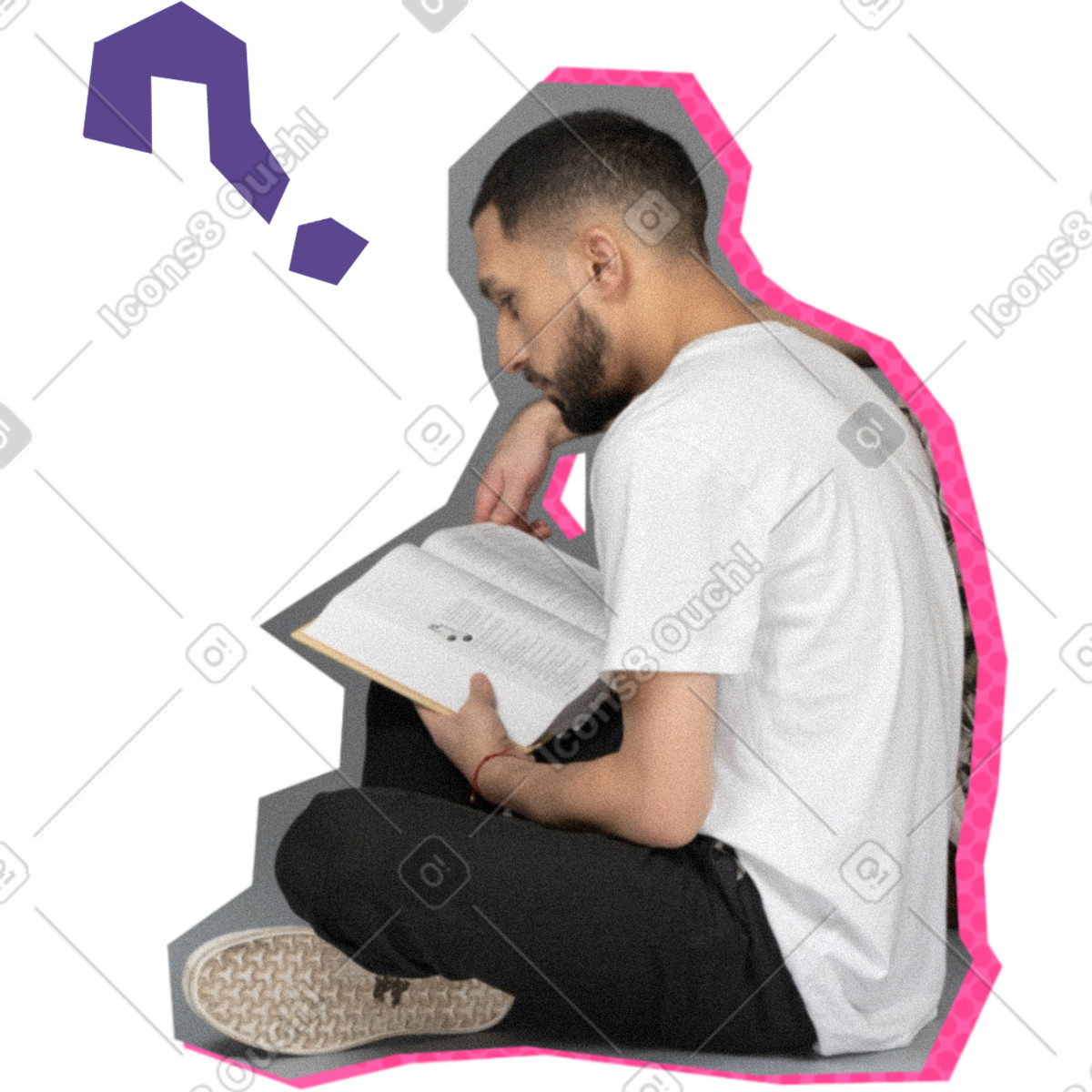 Ilustração de Man with a book em no estilo Paper Cut para baixar em PNG, SVG