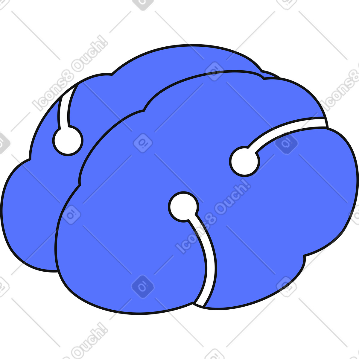 Ilustración Blue artificial intelligence brain for neural network data connections en estilo Main a descargar en PNG y SVG