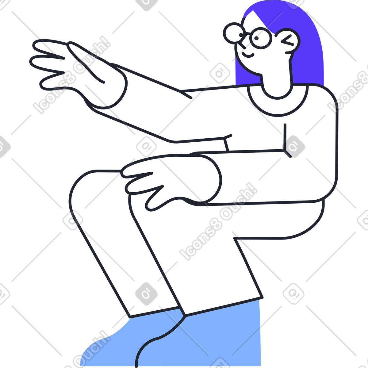 Ilustración Mujer alcanzando algo en estilo Pablita a descargar en PNG y SVG