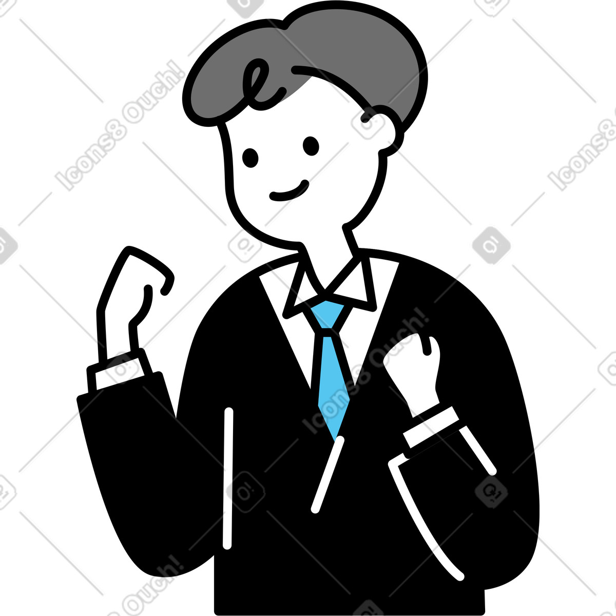 Ilustração de Homem mostrando os punhos cerrados em no estilo Mochi para baixar em PNG, SVG