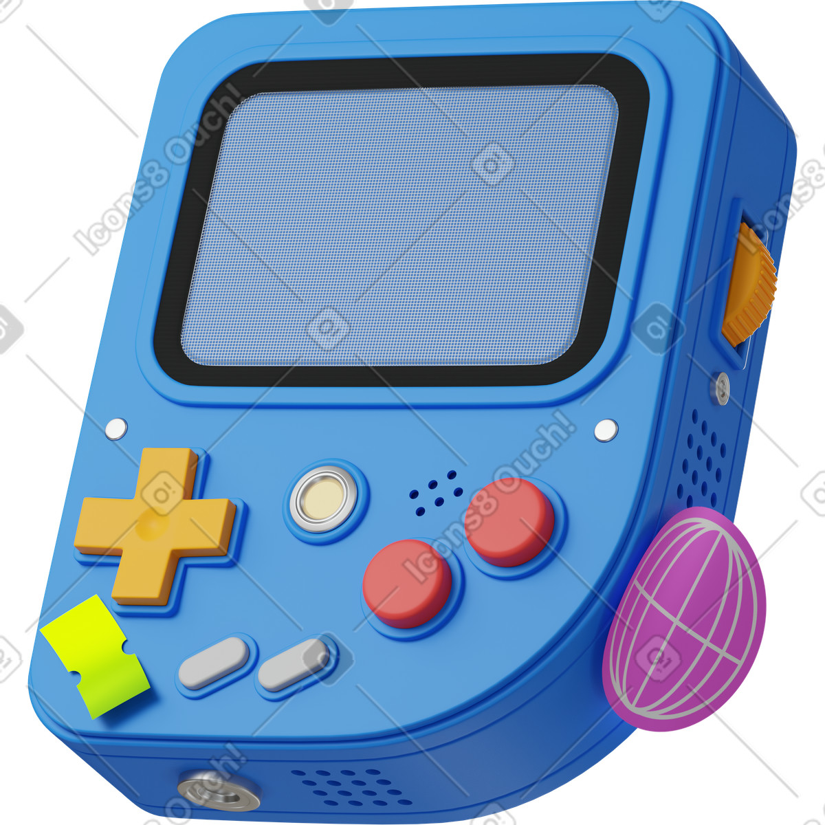 Ilustração animada de Blue gameboy with stickers em GIF, Lottie (JSON), AE