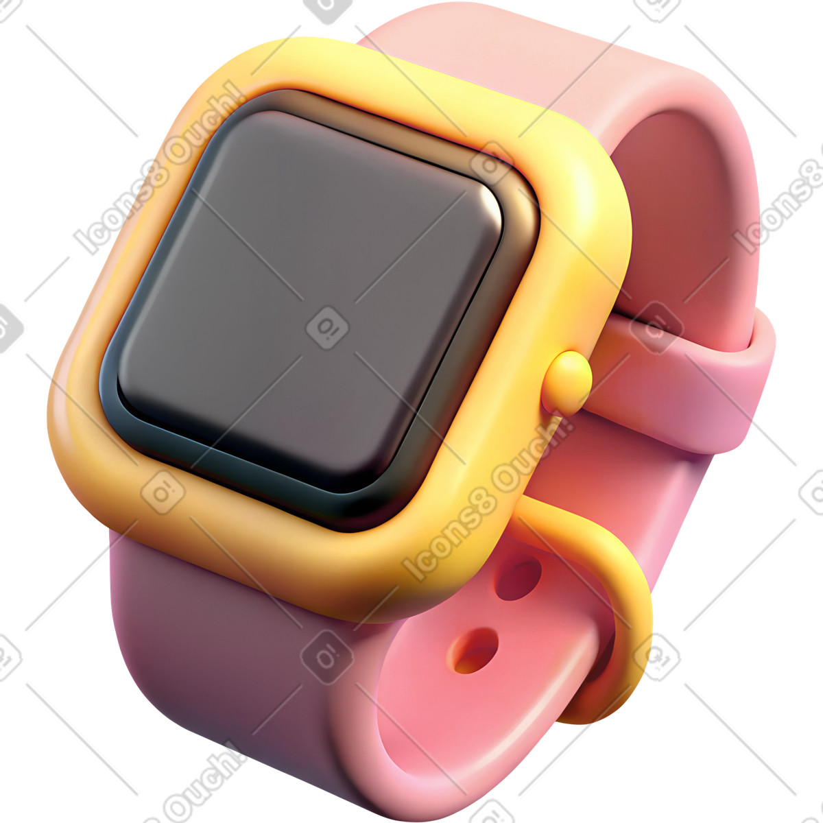 Smartwatch aus kunststoff-Illustration im 3D Cutie-Stil als Download in PNG, SVG