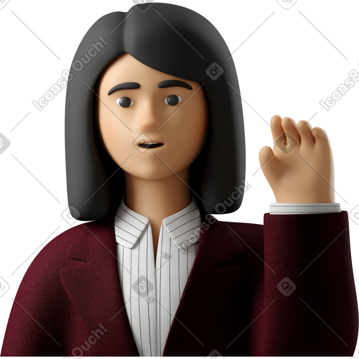 Ilustración Close up of businesswoman in red suit waving goodbye en estilo 3D Business a descargar en PNG y SVG