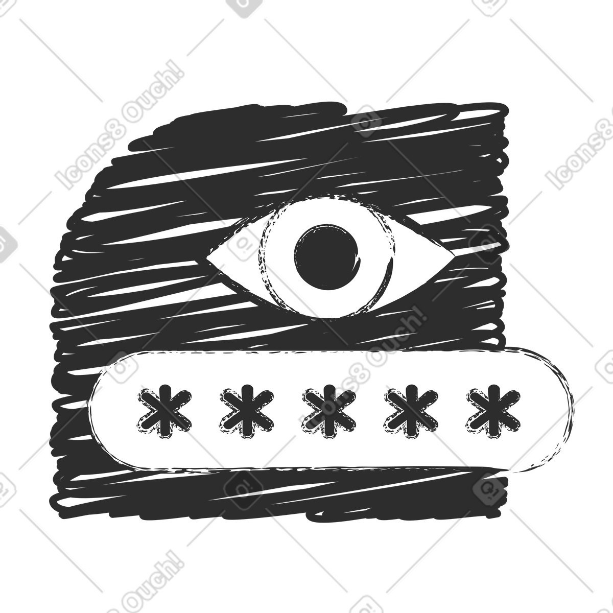 Ilustração de Cibersegurança com olho e senha em no estilo Graphite para baixar em PNG, SVG
