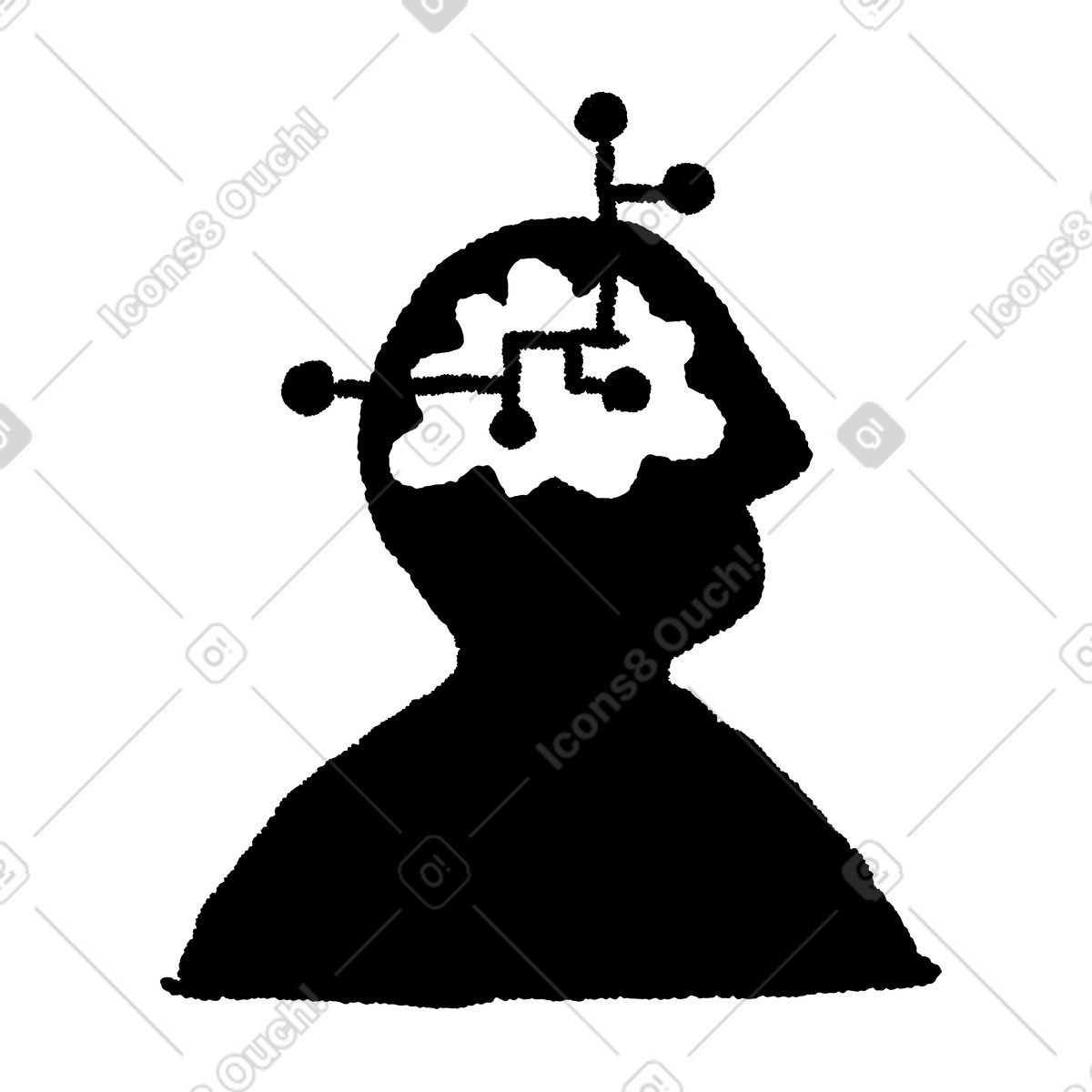 Artificial intelligence brain connections within human profile for machine learning illustrazione in stile Black Chalk scarica in PNG, SVG