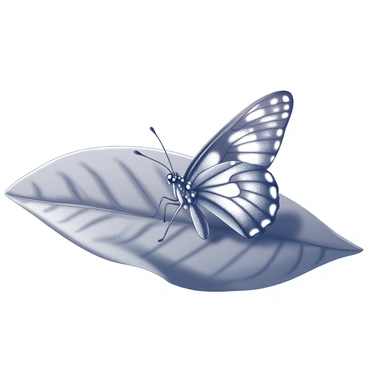 A detailed butterfly with intricate wing patterns is resting on a large green leaf. The wings are spread slightly, showcasing various shapes and designs. The leaf is broad and textured, with visible veins and a natural sheen. The scene captures the delicate nature of the butterfly as it sits calmly, blending harmoniously with the leaf beneath it.