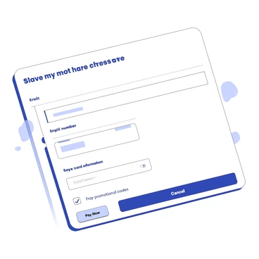 A web page displays a seamless online payment gateway interface. The interface features a clean design with input fields for credit card information, including a card number, expiration date, and security code. There are labeled buttons for 'Pay Now' and 'Cancel', positioned prominently below the input fields. A checkbox for saving payment information is located nearby, alongside a section for promotional codes. The overall layout is intuitive, enhancing the user experience for completing transactions securely.