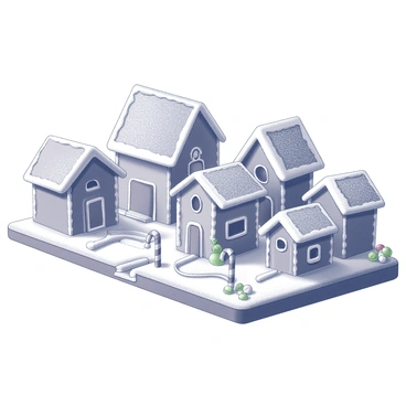 A gingerbread village with each house representing a different advent day