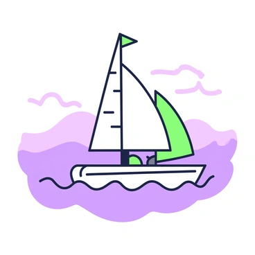 A t-shirt featuring a sailboat gliding across the ocean. The sailboat has its sails fully extended, catching the wind as it navigates the waves. The ocean is depicted with gentle undulations, creating a sense of movement around the boat. In the background, there are distant waves rolling under a soft horizon line. The overall composition captures the essence of sailing and the fluidity of water.