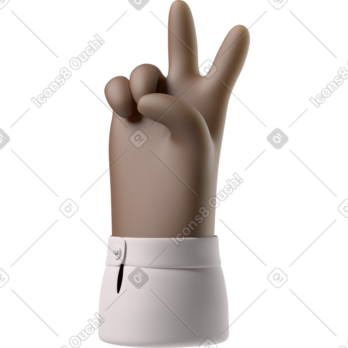 Illustration Main de peau noire montrant le signe v dans style 3D Hands Fun&Wild à télécharger aux formats PNG, SVG