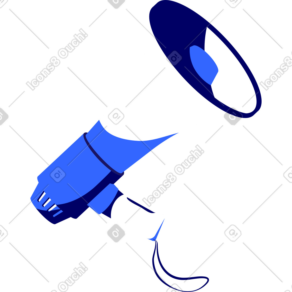 Ilustração de Megafone azul e branco em no estilo Lounge para baixar em PNG, SVG