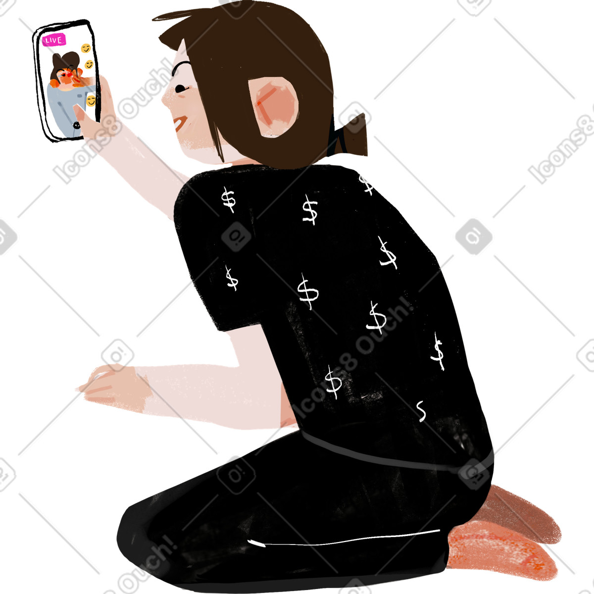 Ilustração de Girl videotaping her friend em no estilo Ikigai para baixar em PNG, SVG