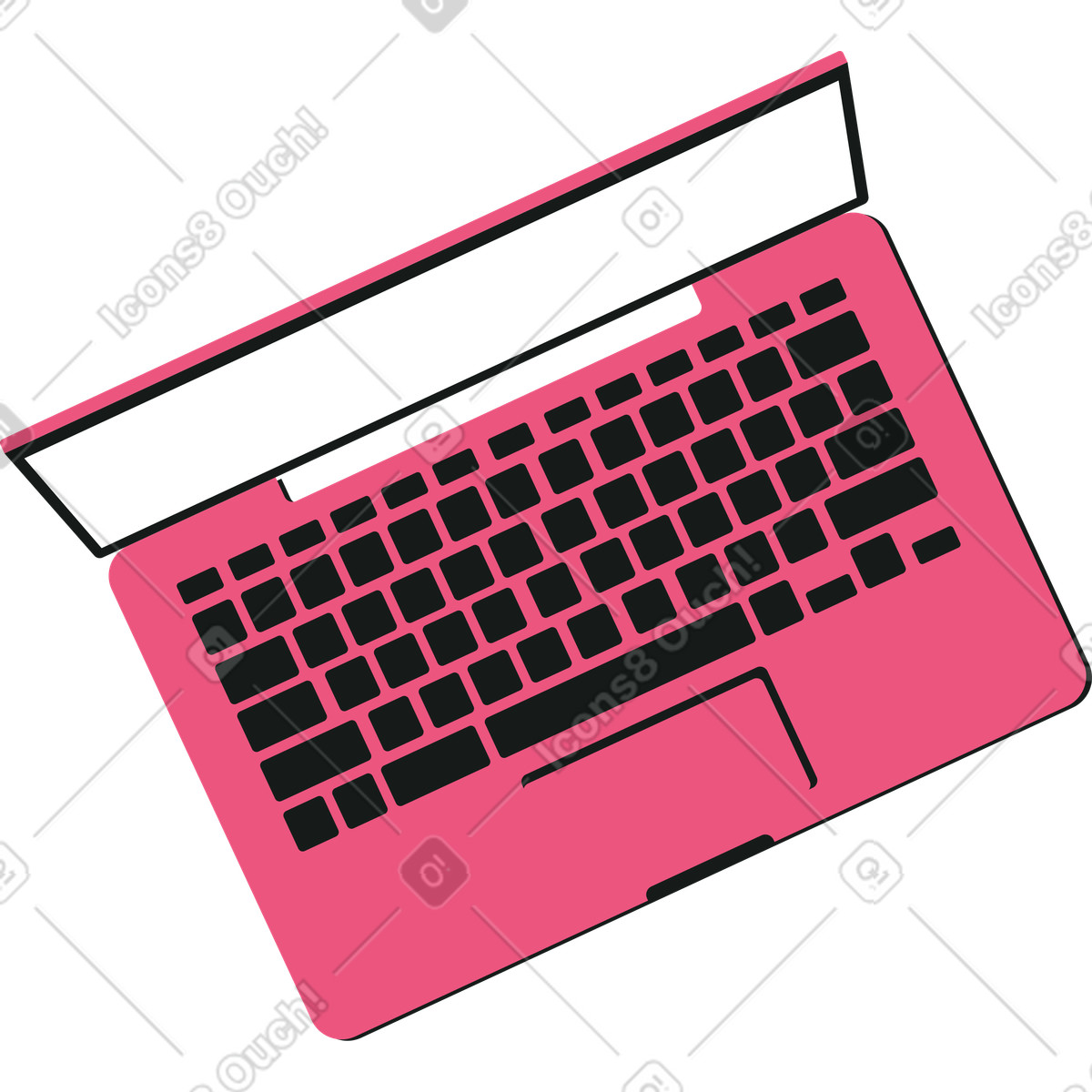 Open laptop top view illustration in Lounge style download in PNG, SVG