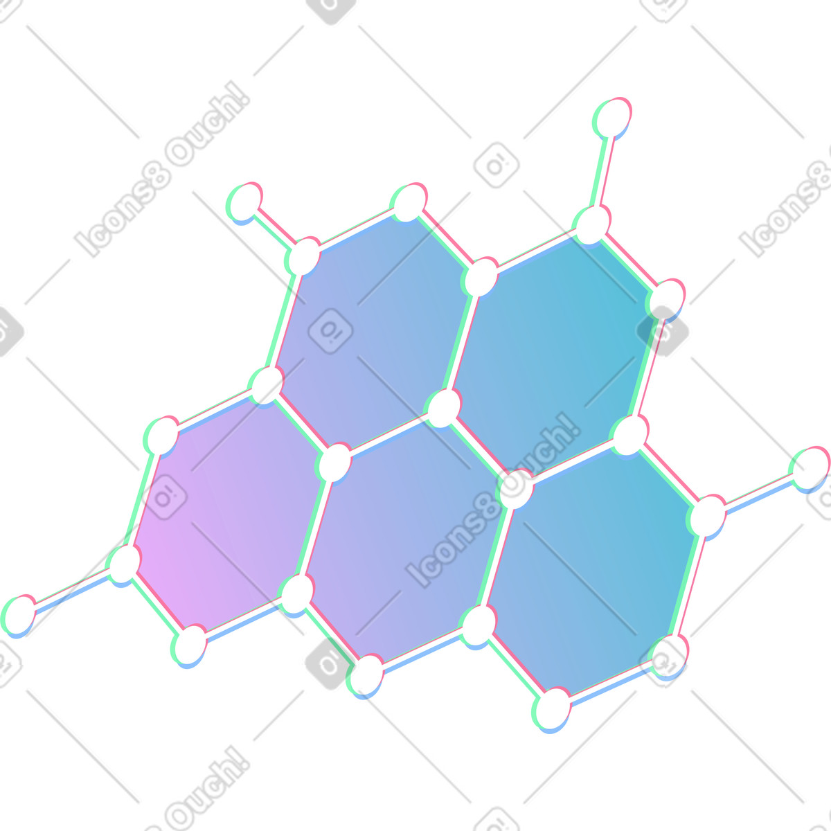 Moleküle-Illustration im Neon-Stil als Download in PNG, SVG